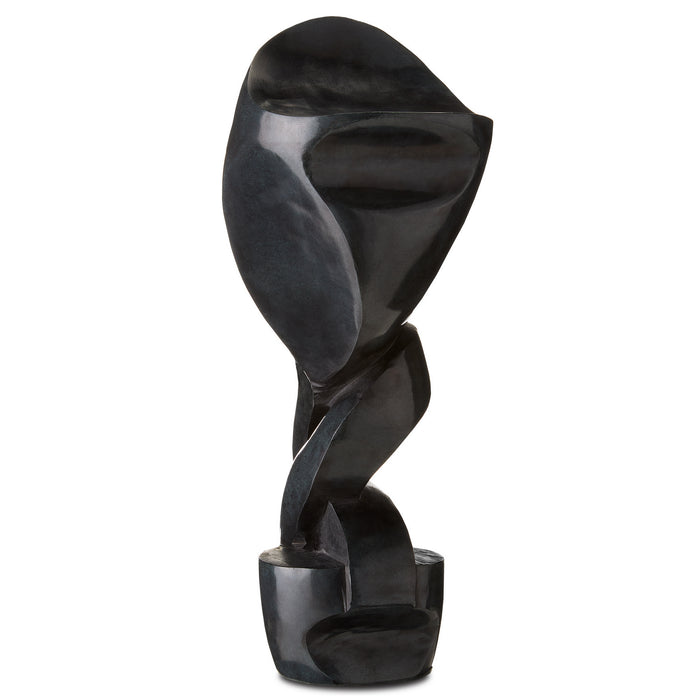 Currey and Company - 1200-0596 - Sculpture - Roland Black Marble Abstract Sculpture - Polished Gray