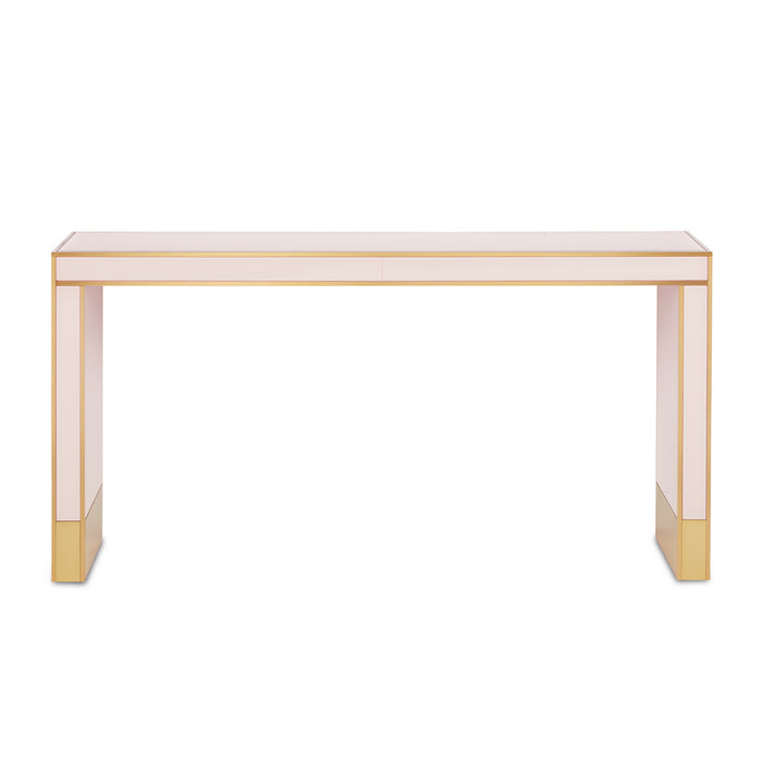 Currey and Company Console Table from the Arden collection in Silver Peony/Satin Brass finish