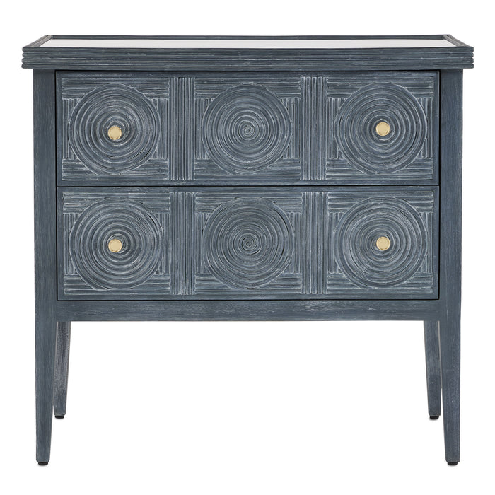 Currey and Company - 3000-0217 - Chest - Santos - Vintage Navy/Brushed Brass/Clear