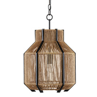 Currey and Company - 9000-0922 - One Light Pendant - Mali Collection - Satin Black/Natural