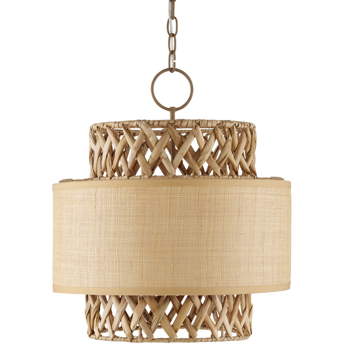 Currey and Company Four Light Pendant from the Isola collection in Khaki/Natural finish