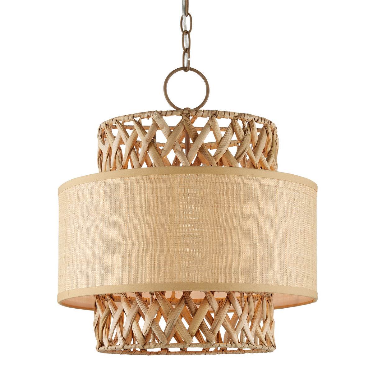 Currey and Company Four Light Pendant from the Isola collection in Khaki/Natural finish