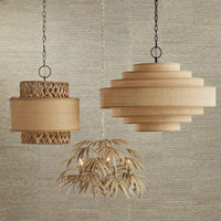 Currey and Company Four Light Pendant from the Isola collection in Khaki/Natural finish