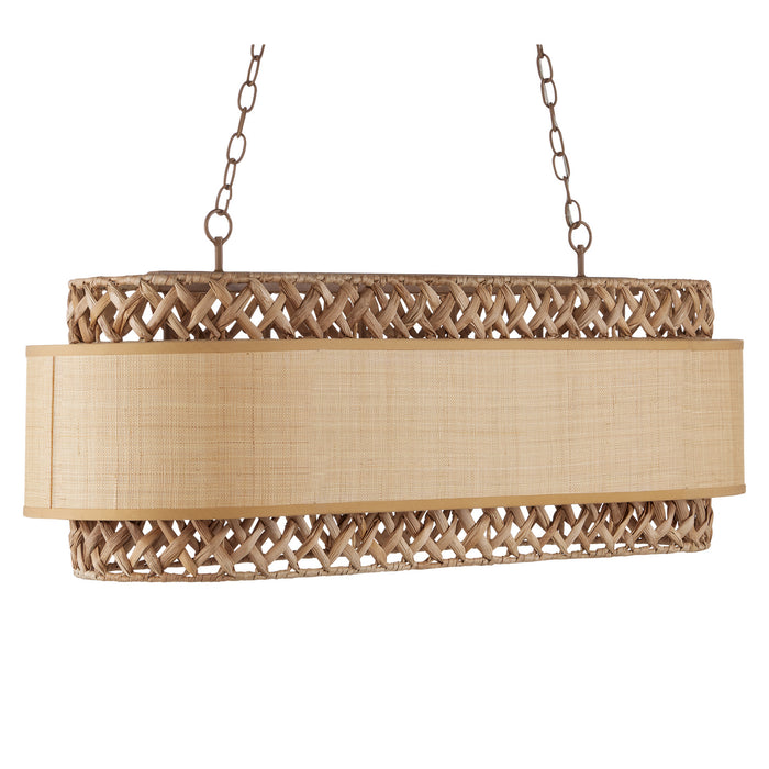 Currey and Company Six Light Chandelier from the Isola collection in Khaki/Natural finish