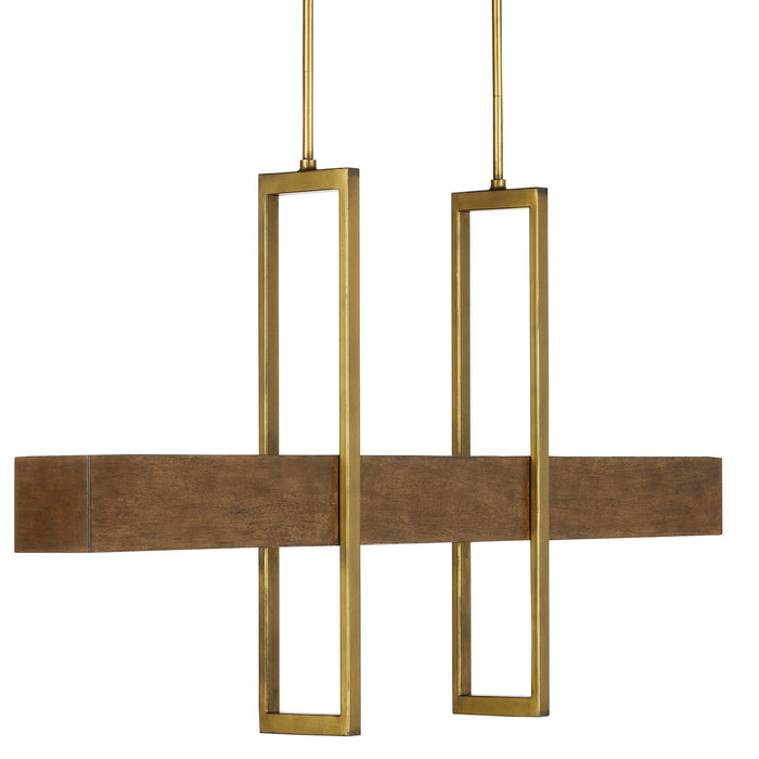 Currey and Company LED Linear Chandelier from the Tonbridge collection in Chestnut/Brass finish