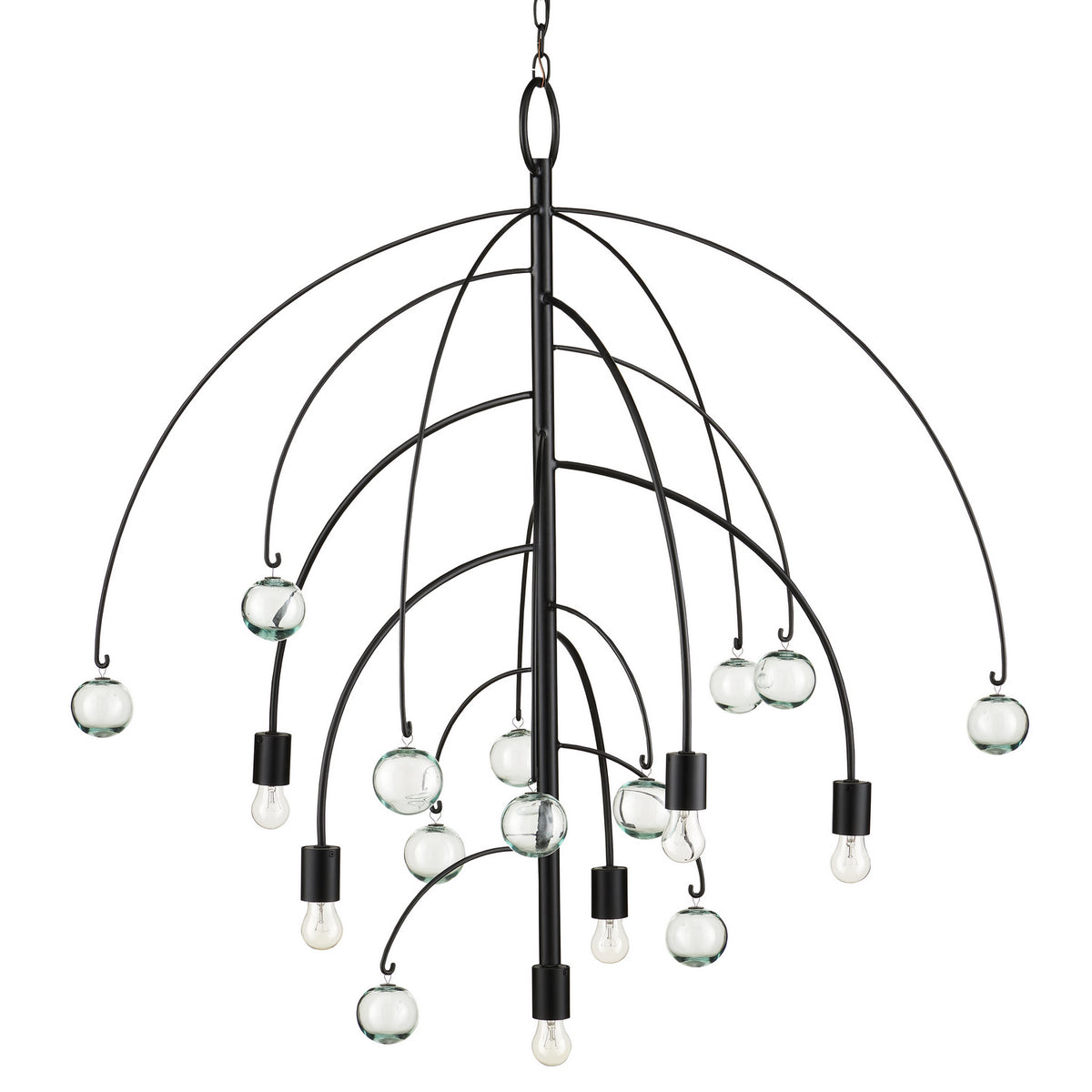 Currey and Company Six Light Chandelier from the Factotum collection in Satin Black finish