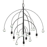 Currey and Company Six Light Chandelier from the Factotum collection in Satin Black finish