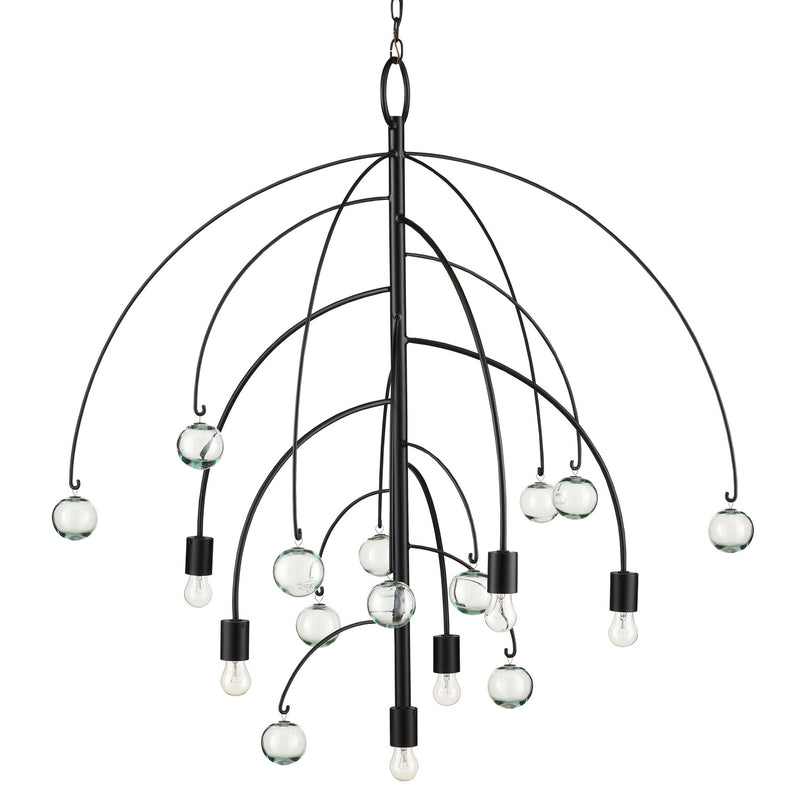 Currey and Company Six Light Chandelier from the Factotum collection in Satin Black finish