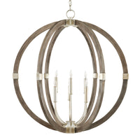 Currey and Company - 9000-0941 - Six Light Chandelier - Bastian Collection - Contemporary Silver Leaf/Chateau Gray