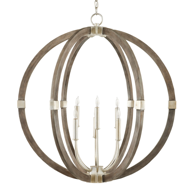 Currey and Company - 9000-0941 - Six Light Chandelier - Bastian Collection - Contemporary Silver Leaf/Chateau Gray