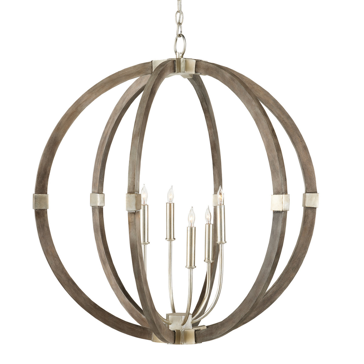 Currey and Company - 9000-0941 - Six Light Chandelier - Bastian Collection - Contemporary Silver Leaf/Chateau Gray