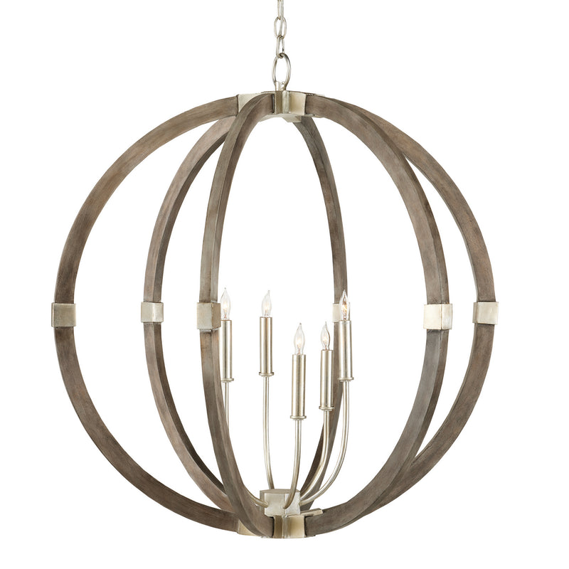 Currey and Company - 9000-0941 - Six Light Chandelier - Bastian Collection - Contemporary Silver Leaf/Chateau Gray