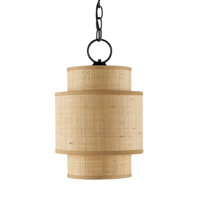 Currey and Company One Light Pendant from the Mathias collection in Natural/Satin Black finish