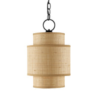 Currey and Company - 9000-0944 - One Light Pendant - Mathias Collection - Natural/Satin Black