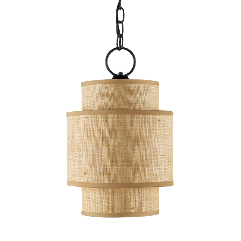 Currey and Company - 9000-0944 - One Light Pendant - Mathias Collection - Natural/Satin Black