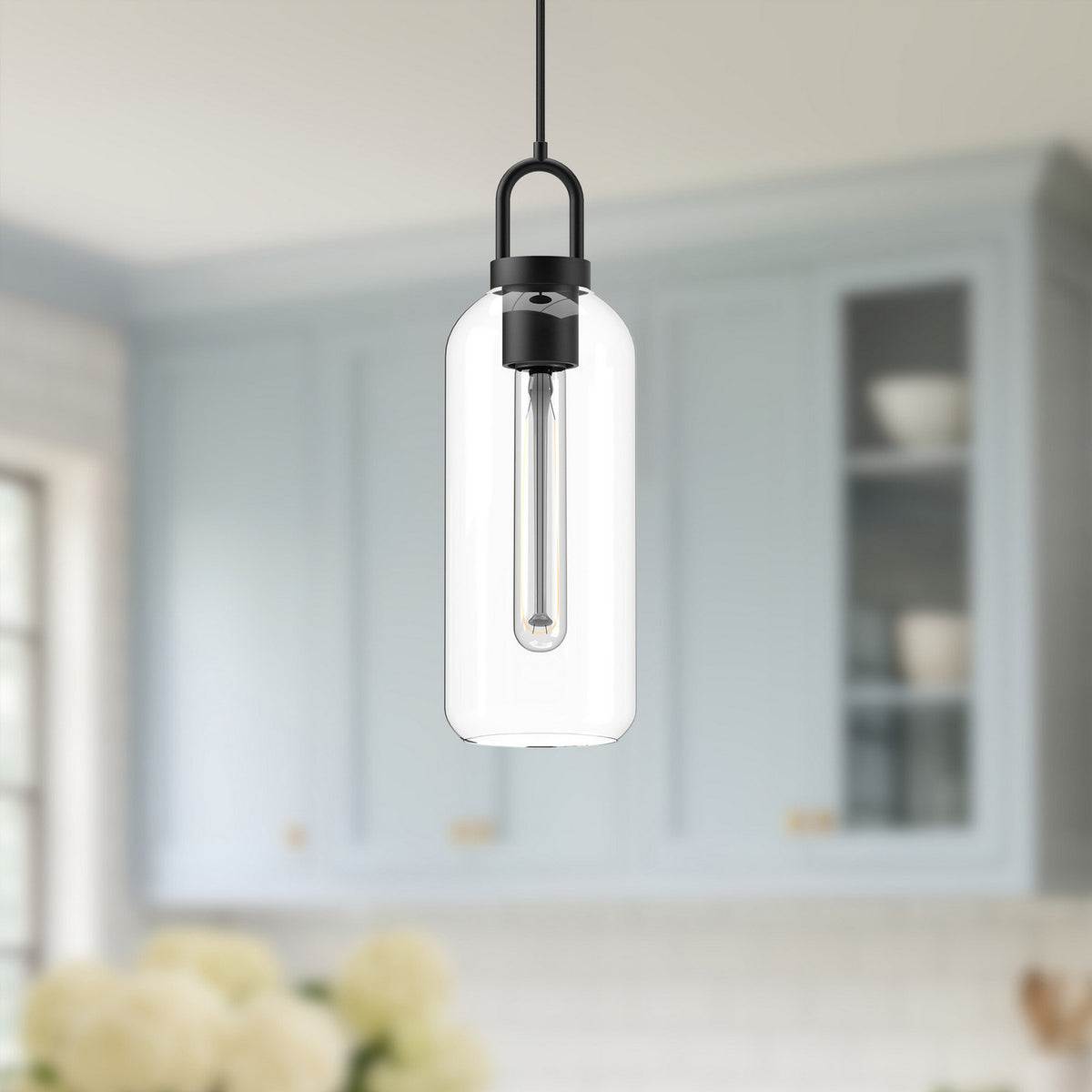 Alora - PD401505MBCL - One Light Pendant - Soji - Clear Glass/Matte Black