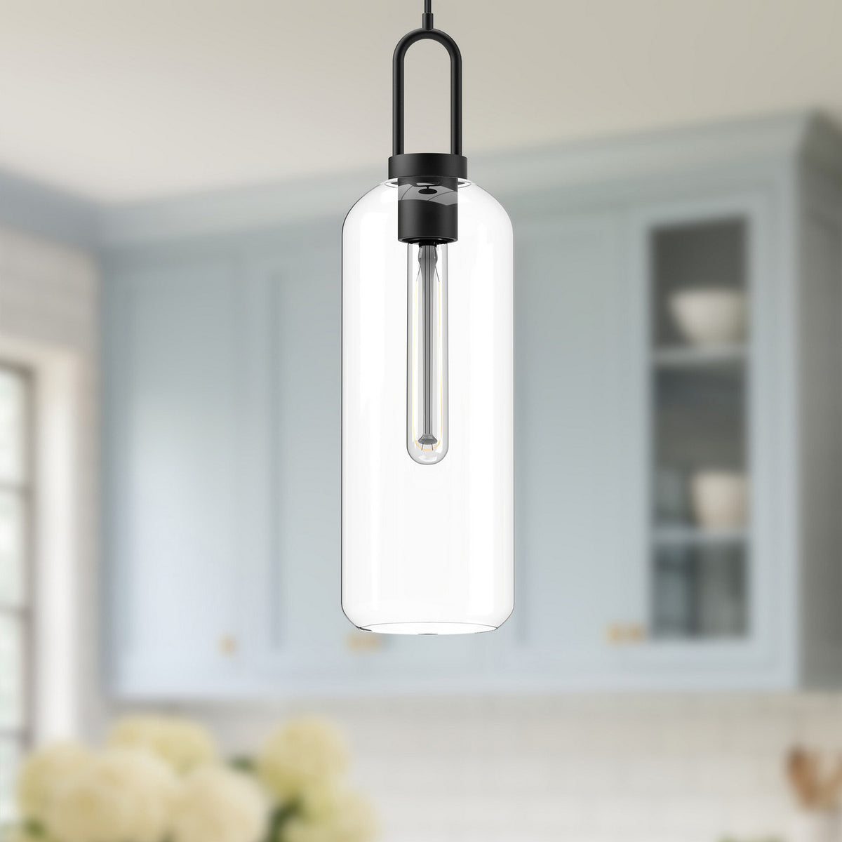 Alora - PD401606MBCL - One Light Pendant - Soji - Clear Glass/Matte Black