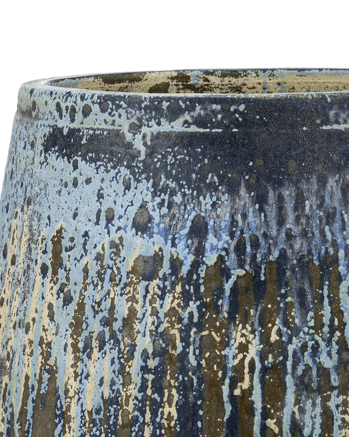 Currey and Company - 2200-0014 - Planter - Capaci Collection - Antique White / Blue Drip