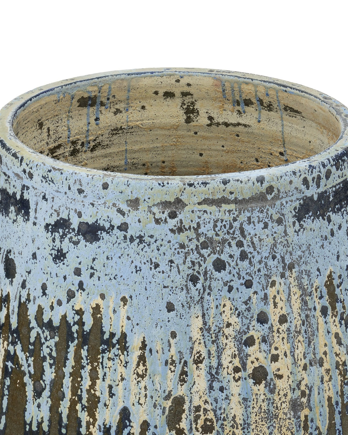 Currey and Company - 2200-0014 - Planter - Capaci Collection - Antique White / Blue Drip