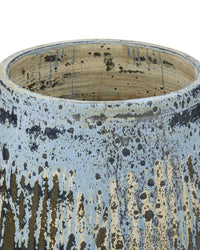 Currey and Company - 2200-0014 - Planter - Capaci Collection - Antique White / Blue Drip