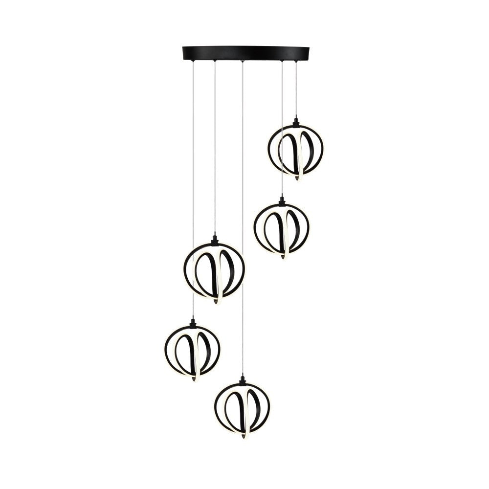 Artcraft - AC6735BK - LED Chandelier - Rose - Black