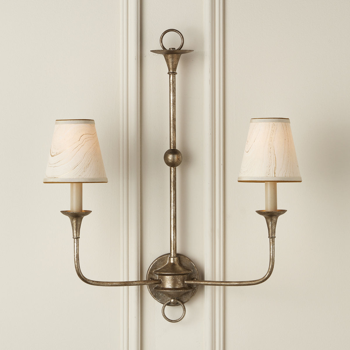 Currey and Company - 0900-0015 - Chandelier Shade - Marble - Cream/Gold