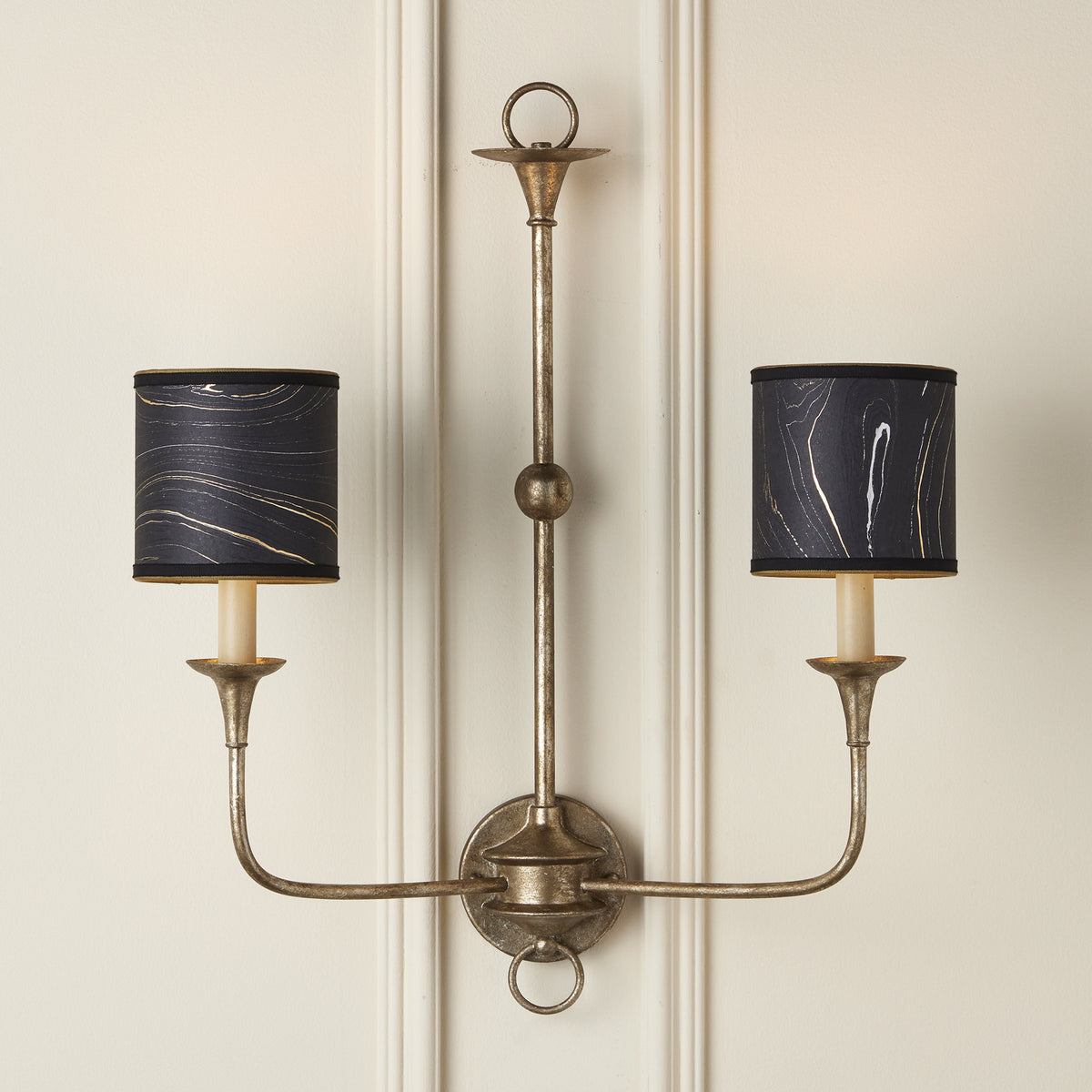 Currey and Company - 0900-0020 - Chandelier Shade - Marble Collection - Black/Gold/Silver