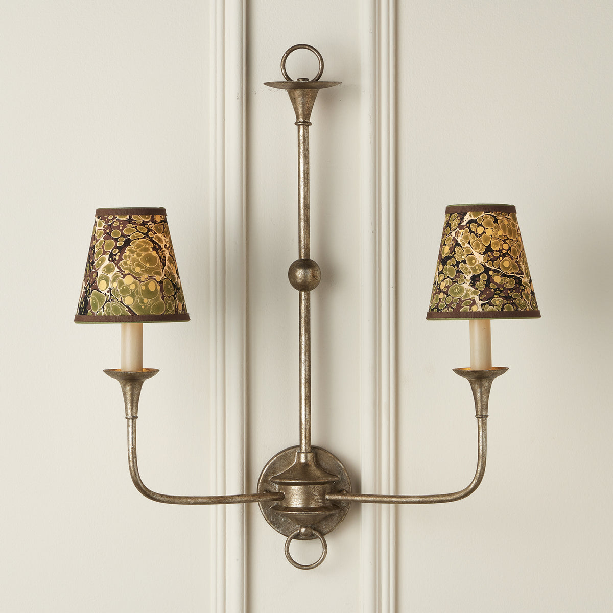 Currey and Company - 0900-0021 - Chandelier Shade - Marble Collection - Green/Chocolate/Mustard