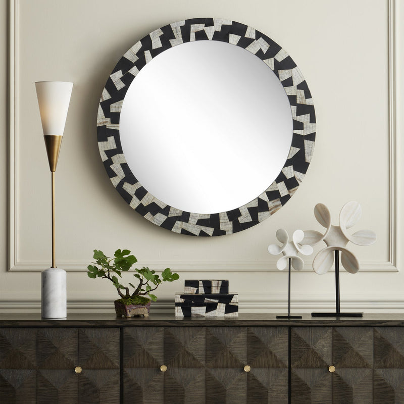 Currey and Company Mirror from the Bindu collection in Black/Natural/Mirror finish