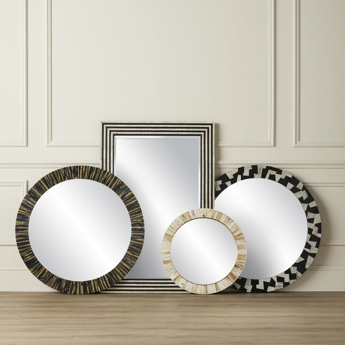 Currey and Company Mirror from the Bindu collection in Black/Natural/Mirror finish