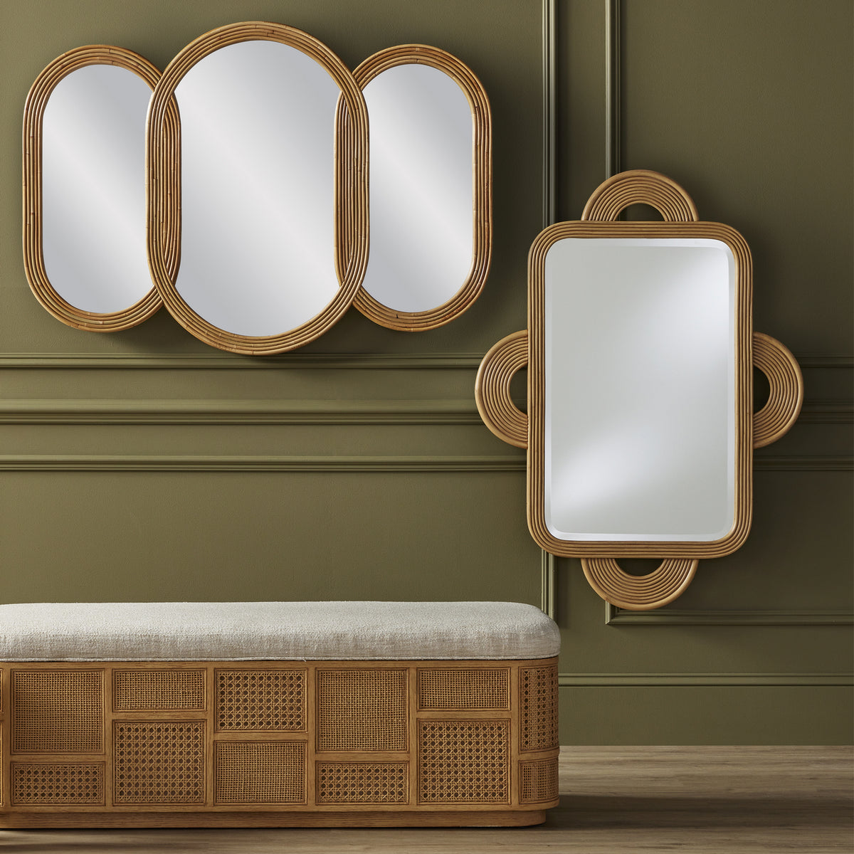 Currey and Company - 1000-0128 - Mirror - Triboa Mirror - Arurog/Khaki/Mirror