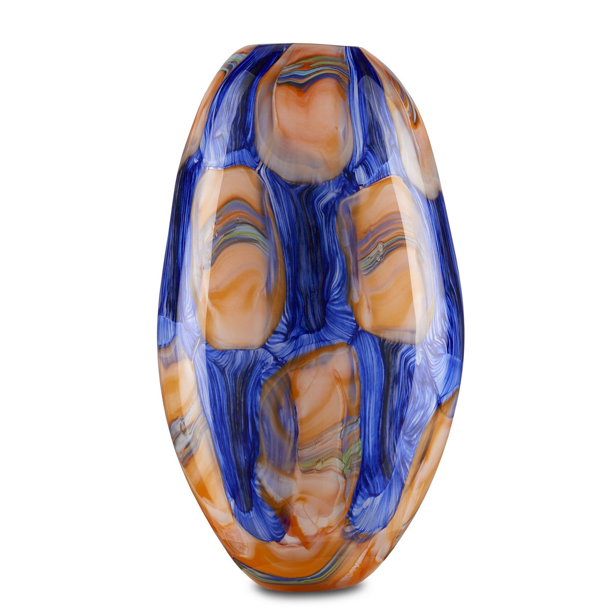Currey and Company Vase from the Negroli collection in Blue/Orange/Green finish