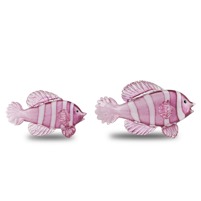 Currey and Company Fish Set of 2 from the Rialto collection in Pink/White finish