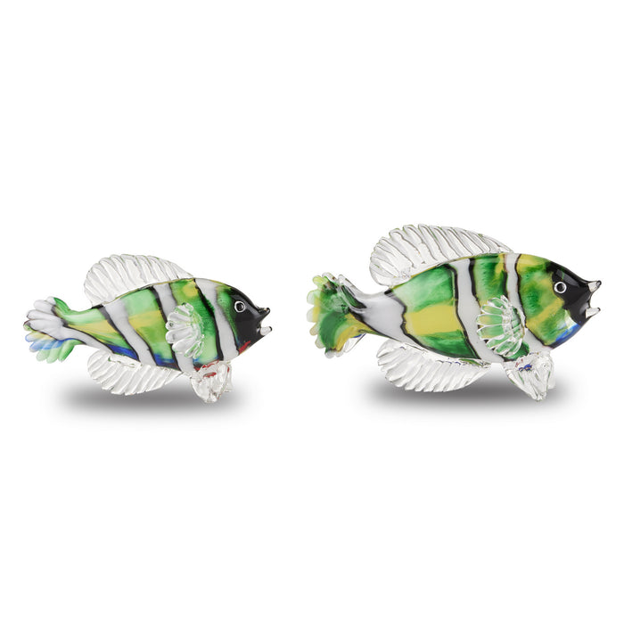 Currey and Company Fish Set of 2 from the Rialto collection in Green/Black/White/Multicolor finish