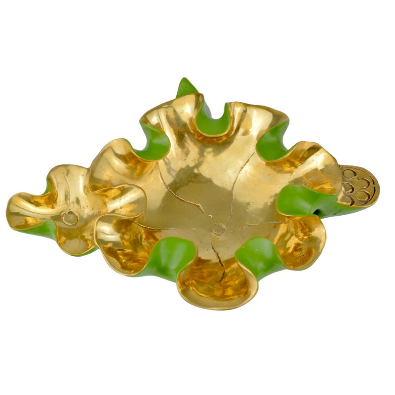 Currey and Company - 1200-0621 - Bowl - Wrapped Lotus Collection - Green/Polished Gold