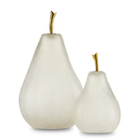 Currey and Company - 1200-0641 - Pear Set of 2 - Matte Frost/Brass
