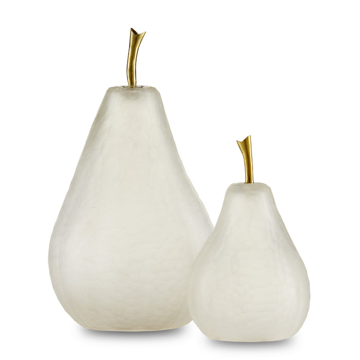 Currey and Company - 1200-0641 - Pear Set of 2 - Glass Pear Set of 2 - Matte Frost/Brass
