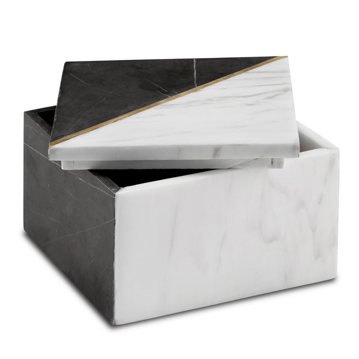 Currey and Company Box from the Deena collection in White/Black/Brass finish