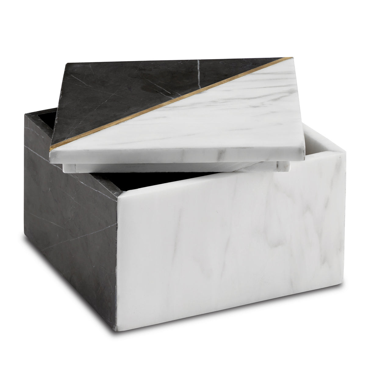 Currey and Company - 1200-0652 - Box - Deena - White/Black/Brass