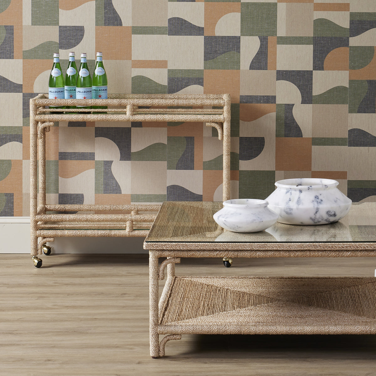 Currey and Company - 3000-0218 - Bar Cart - Olisa Collection - Natural Rope