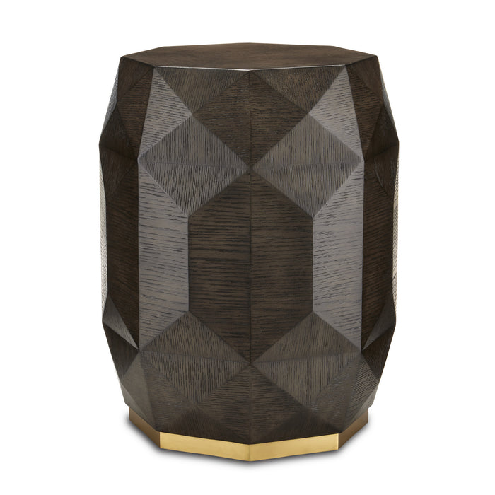 Currey and Company Accent Table from the Kendall collection in Dove Gray/Polished Brass finish