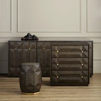 Currey and Company - 3000-0227 - Credenza - Kendall Collection - Dove Gray/Polished Brass