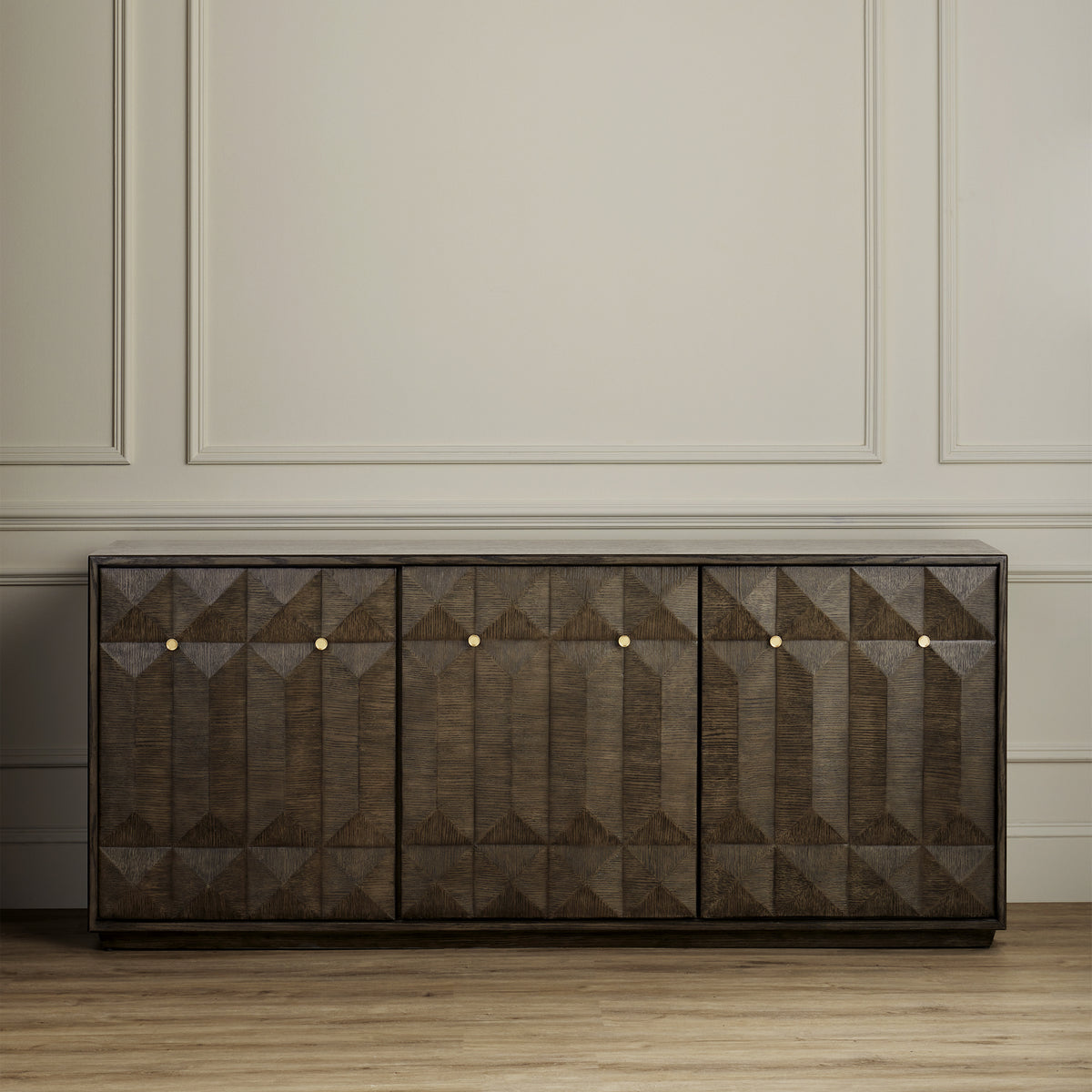 Currey and Company - 3000-0227 - Credenza - Kendall Collection - Dove Gray/Polished Brass