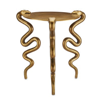 Currey and Company - 4000-0140 - Accent Table - Serpent - Antique Brass