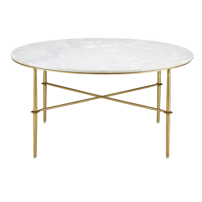 Currey and Company Cocktail Table from the Kira collection in White/Antique Brass finish