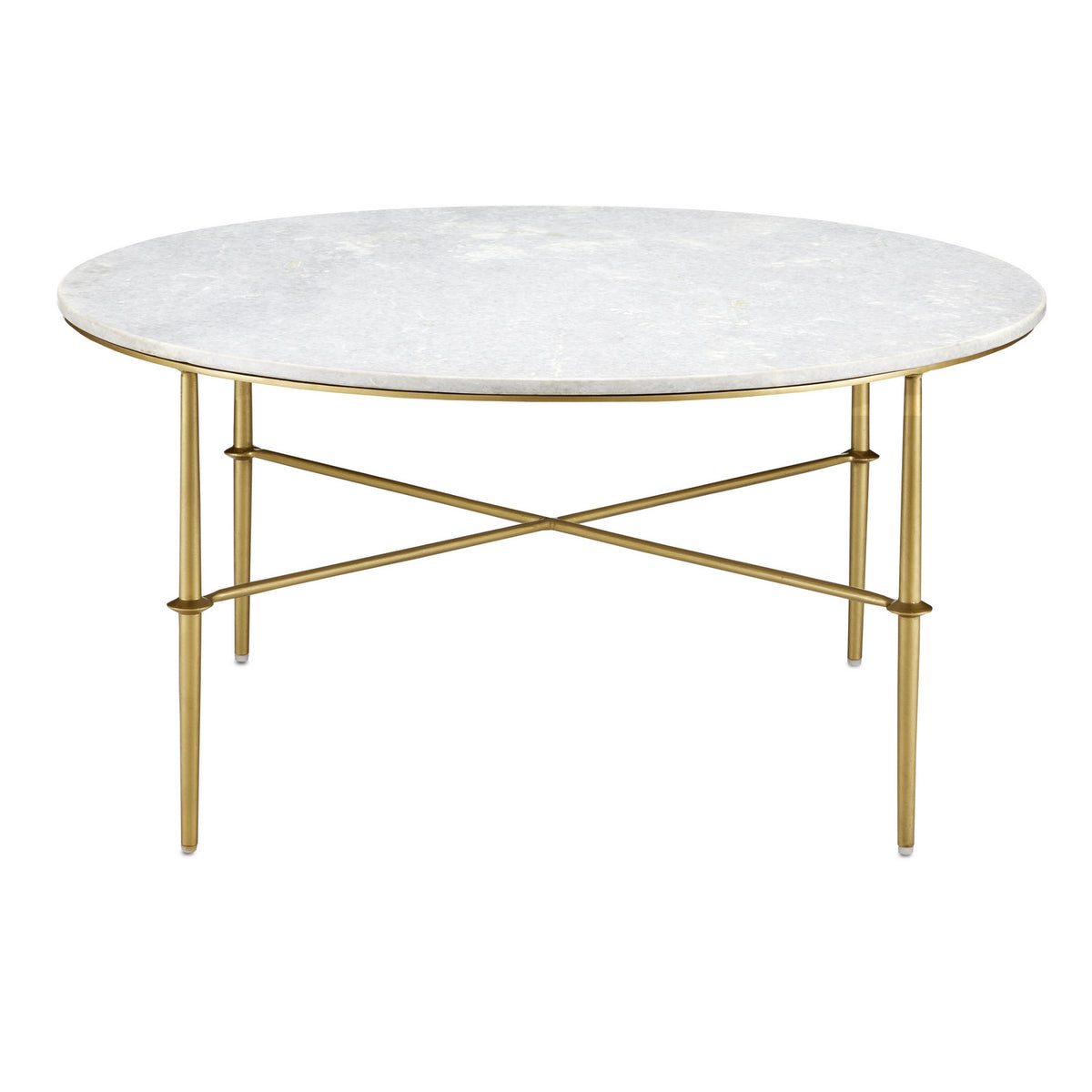 Currey and Company - 4000-0145 - Cocktail Table - Kira - White/Antique Brass