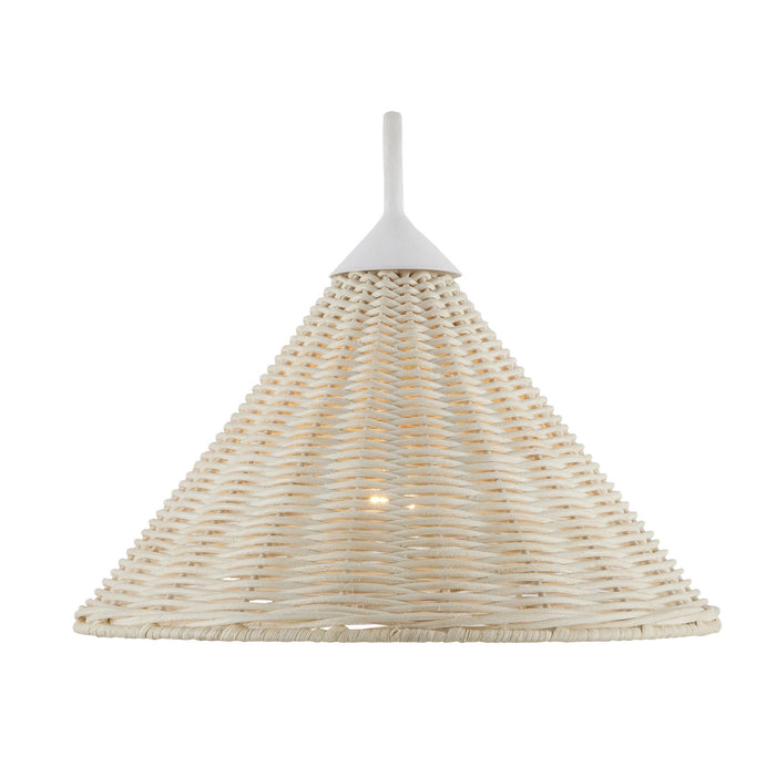 Currey and Company One Light Wall Sconce from the Basket collection in White/Bleached Natural finish