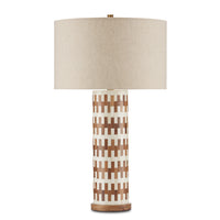Currey and Company - 6000-0824 - One Light Table Lamp - Tia Collection - White/Natural/Antique Brass