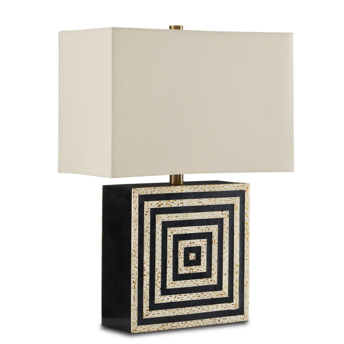 Currey and Company One Light Table Lamp from the Taurus collection in Black/Natural/Antique Brass finish