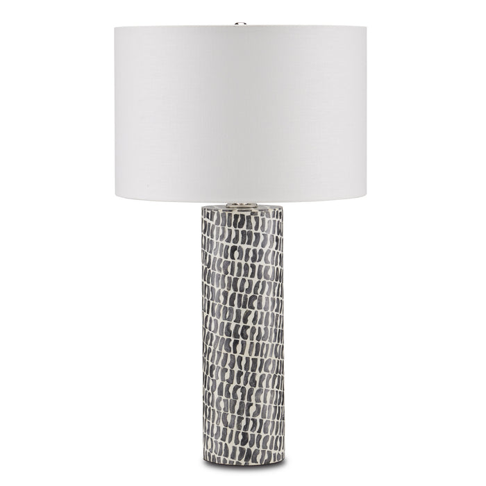 Currey and Company One Light Table Lamp from the Charcoal collection in Gray/White/Polished Nickel finish